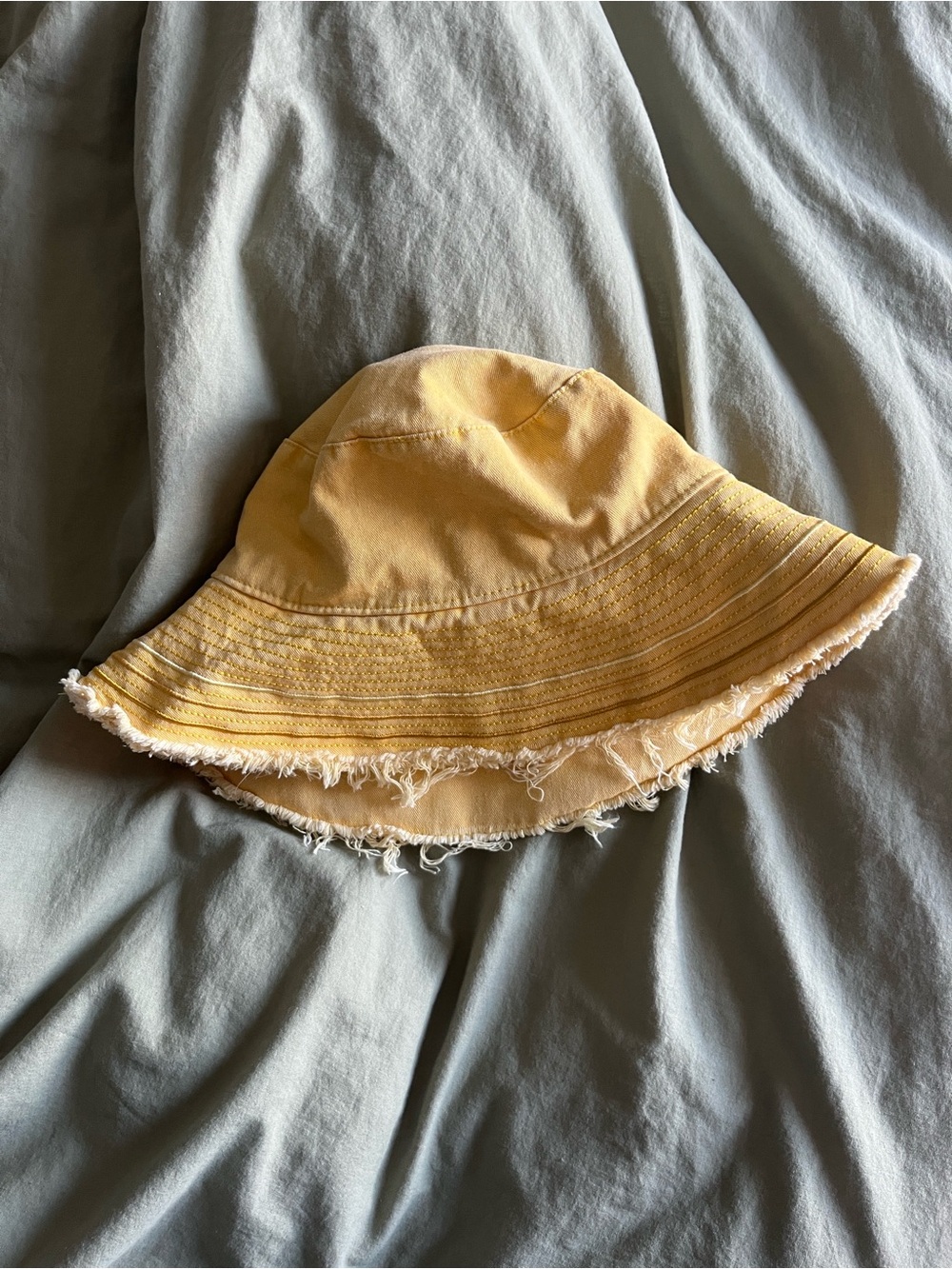 Yellow Frayed-Edge Bucket Hat